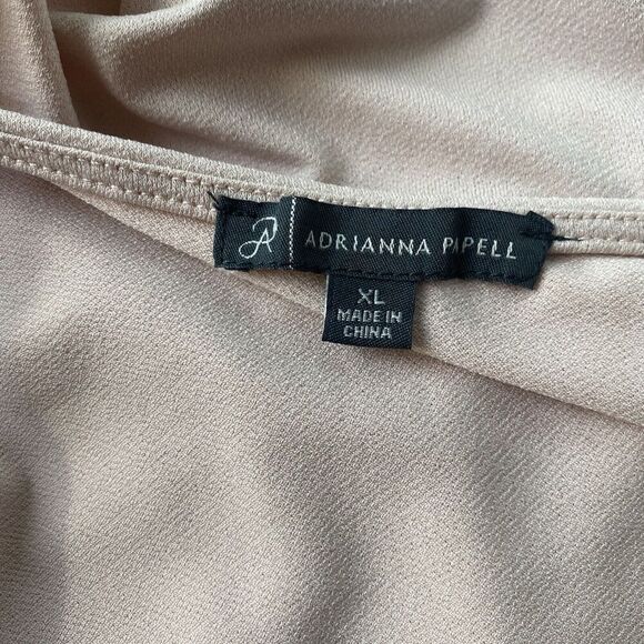 ADRIANNA PAPELL Clip Dot Puff Sleeve Top Pale pink 'Champagne' Blouse Size XL - Picture 5 of 15